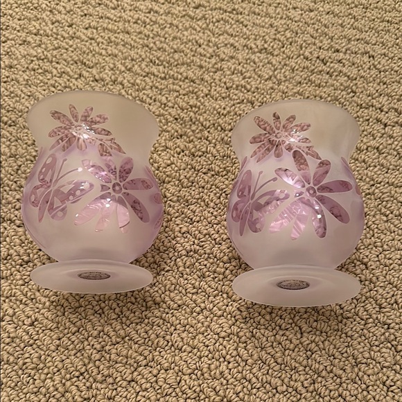 Lenox Crystal Lavender Butterflies Votives, set of 2.  Never used - Picture 6 of 10